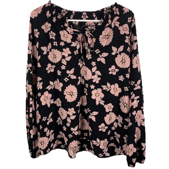 Social Standard By Sanctuary Tops - NWT‎ Social Standard Floral Long Sleeve Blouse Top XL Black Pink Boho Peasant